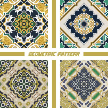 Intricate Islamic Mosaic Pattern Set. clipart