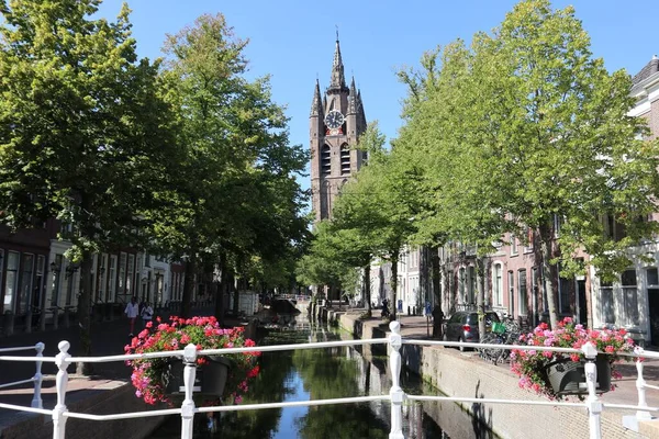 Old Church Tower Old Town Delft Netherlands — Stock Photo, Image