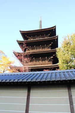 Toji pagoda, sabahın erken saatlerinde, Kyoto, Japonya 'da.