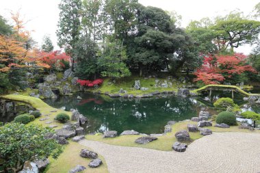 Japanese garden and autumn leaves in Daigoji Temple Sanbo-in, Kyoto, Japan clipart