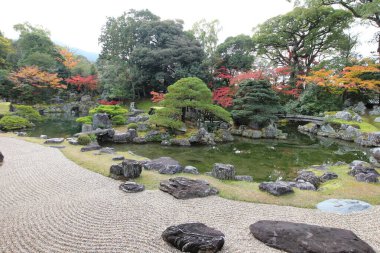 Japanese garden and autumn leaves in Daigoji Temple Sanbo-in, Kyoto, Japan clipart