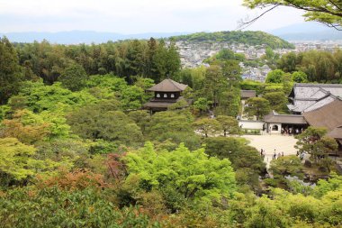 Japonya, Kyoto 'daki Ginkakuji Tapınağı Panorama Manzarası