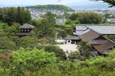 Japonya, Kyoto 'daki Ginkakuji Tapınağı Panorama Manzarası