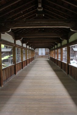 Roofed corridor in Seiryo-ji Temple, Kyoto, Japan clipart