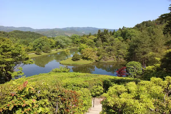 Shugakuin İmparatorluk Konağı 'ndaki Yukarı Villa Panorama Manzarası, Kyoto, Japonya