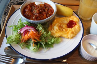 Kyoto, Japonya 'da otel kahvaltısı.