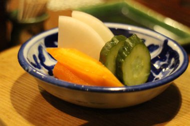 Japonya 'nın Kyoto şehrinde Tsukemono (Japon turşusu)