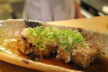 Japon mutfağı: Kyoto, Japonya 'da ponzu soslu kızarmış tofu.