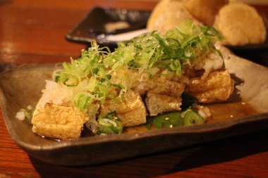 Japon mutfağı: Kyoto, Japonya 'da ponzu soslu kızarmış tofu.