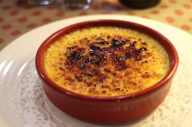 French dessert: creme brulee in Carcassonne, France
