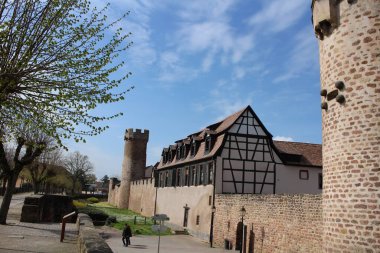 Town wall of Obernai in France clipart