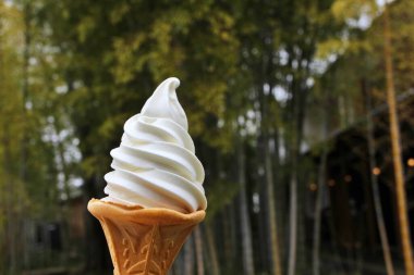 Japonya 'da Kurashiki' de dondurma ve bambu orman bahçesi servis edilir.