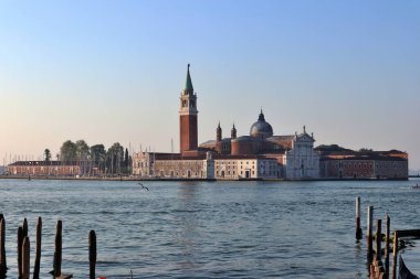 İtalya Venedik 'te San Giorgio Maggiore' un sabah manzarası