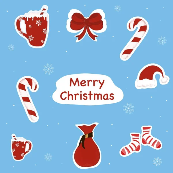 merry christmas holiday children stickers. print on paper. kids decoration. winter mood