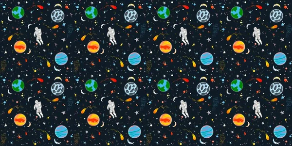 Space for print on fabrics, endless print. Print for kids textile, for paper, for sport.  space with astronaut pattern print. Space galaxy constellation seamless print pattern can be used for textile, zodiac star yoga mat, phone case and another
