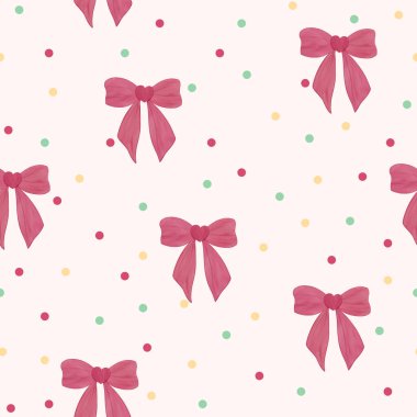 Dekorasyon ve kağıt üzerine baskı için güzel bir fiyonk. Beyaz Arkaplanda Renkli Polka Noktaları