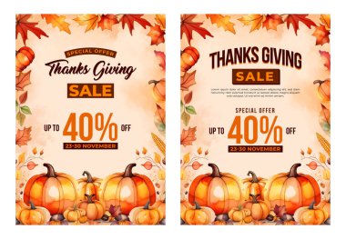 Hand drawn thanksgiving sale vertical poster template clipart