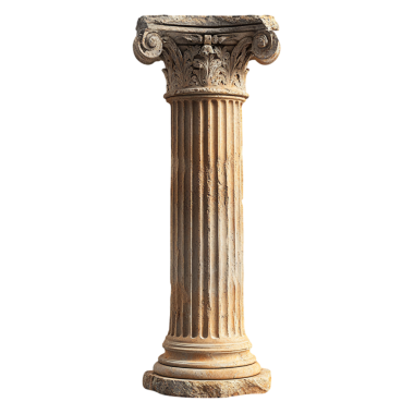 Klasik antika mermer sütun seti. Beyaz dorik kolon. Antik Yunan sütunu. Beyaz arkaplanda ya da şeffaf arkaplanda izole edilmiş