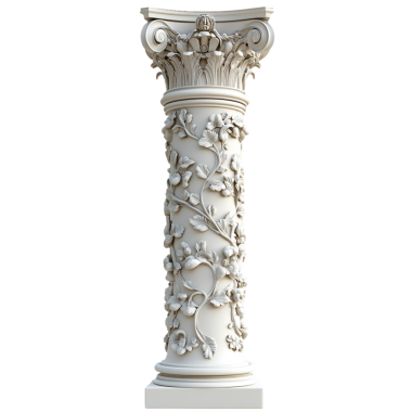 Klasik antika mermer sütun seti. Beyaz dorik kolon. Antik Yunan sütunu. Beyaz arkaplanda ya da şeffaf arkaplanda izole edilmiş