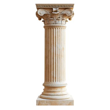 Farklı stillerde dizilmiş klasik antika mermer sütunlar