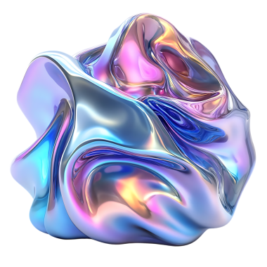 Soyut yanardöner sıvı formu, 3 boyutlu akışkan metalik heykel