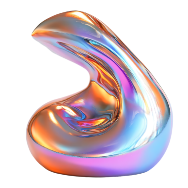 Soyut yanardöner sıvı formu, 3 boyutlu akışkan metalik heykel