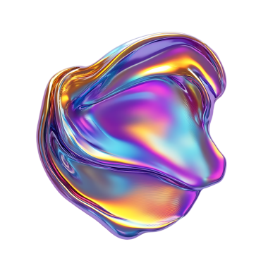 Soyut yanardöner sıvı damlası, üç boyutlu renkli metalik bir şekil.