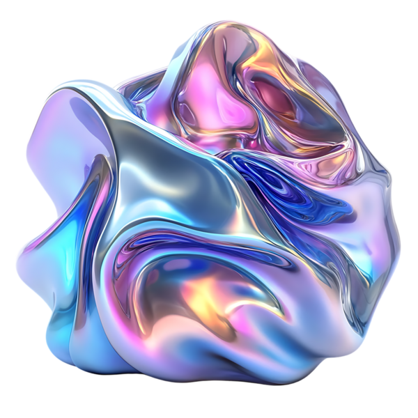 Soyut yanardöner sıvı formu, 3 boyutlu akışkan metalik heykel