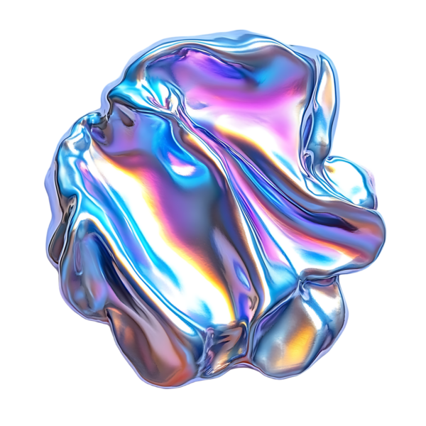 Soyut yanardöner sıvı formu, 3 boyutlu akışkan metalik heykel