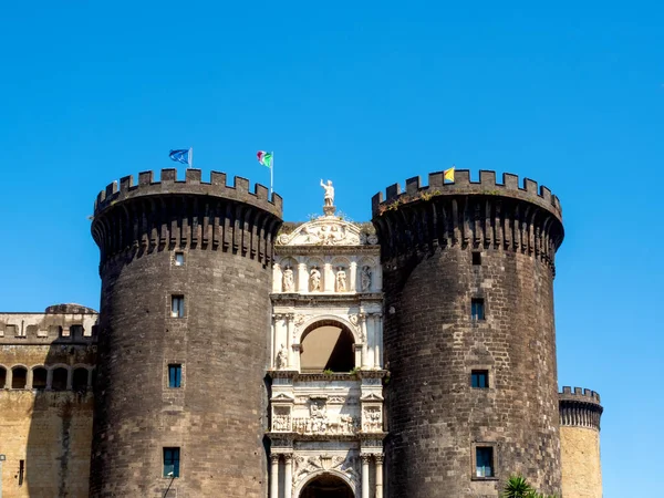 stock image Naples, italy 06-07-2021 Maschio Angioino, an imposing medieval and Renaissance castle built at the behest of Charles I of Anjou, represents one of of the symbols of the symbols of the city of Naples