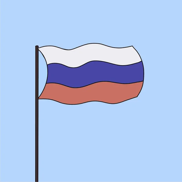 Bandera Rusa Una Superficie Azul Claro —  Fotos de Stock