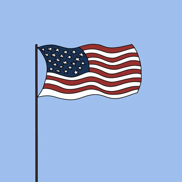 Amerikan Bayrağı Havada Dalgalanıyor — Stok fotoğraf