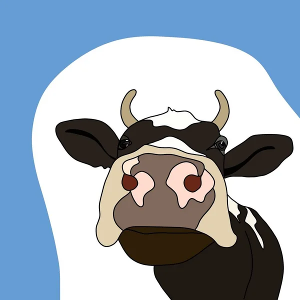 Ilustracja Brązowej Krowy Niebieskiej Powierzchni — Zdjęcie stockowe