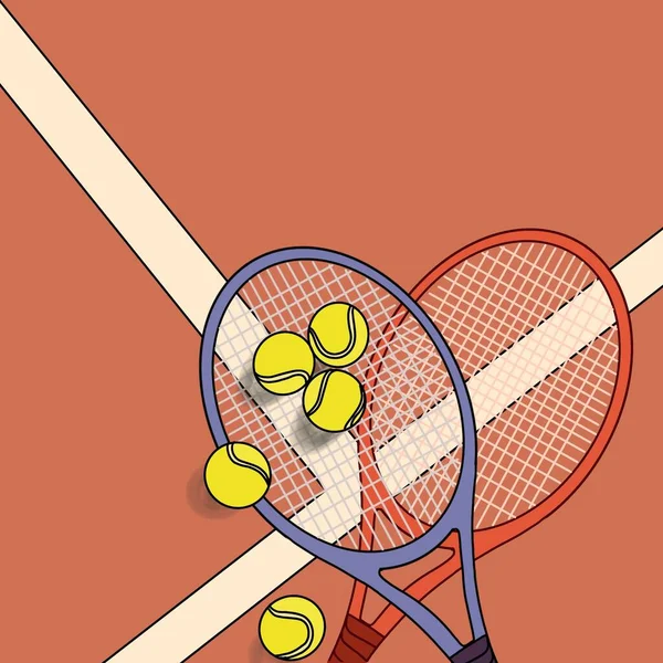 Due Racchette Tennis Con Delle Palle Campo Argilla — Foto Stock