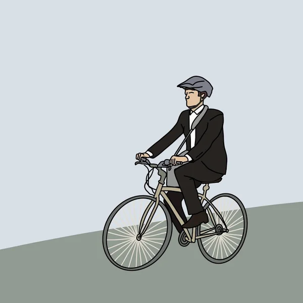 自転車に乗って事務所に行くビジネスマン — ストック写真