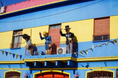 Buenos Aires 'teki Banliyö La Boca' nın ikonik görüntüsü.