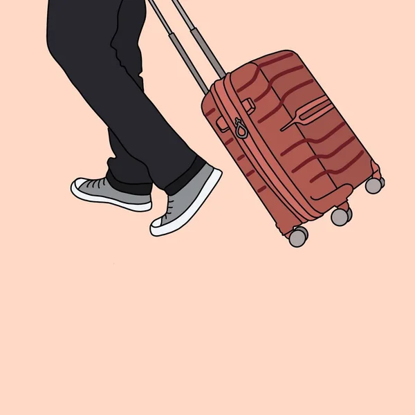 Illustration Une Personne Portant Une Valise Rouge — Photo