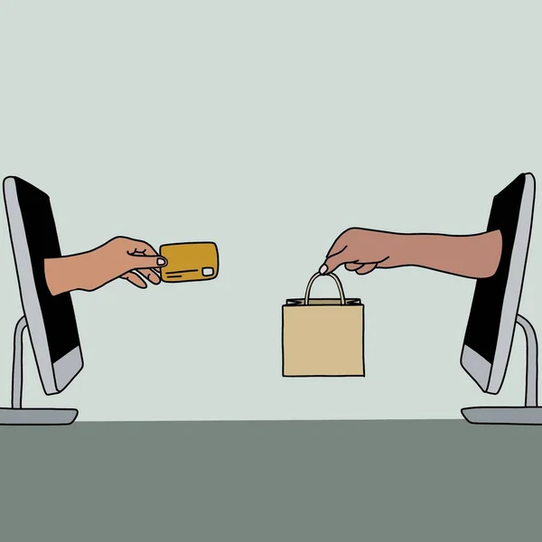 Moderne Transaktionen Virtueller Kauf Und Die Bereitstellung Von Produkten — Stockfoto