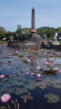 Doğu Java - Nilüfer fıskiyesi Sabah parkta.