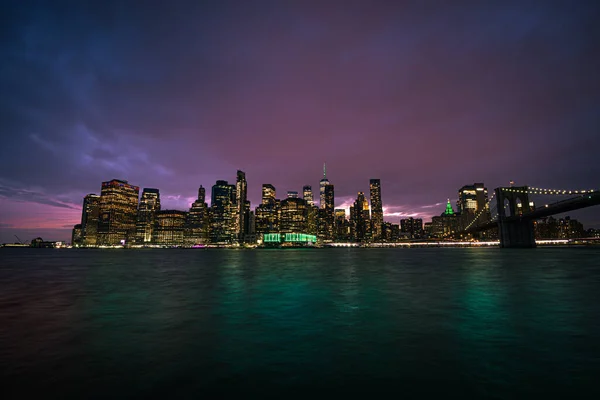 Coucher Soleil Sur Manhattan New York — Photo