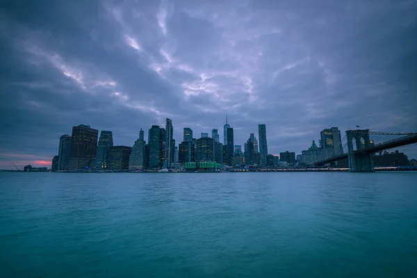 Solnedgång Över Manhattan New York — Stockfoto