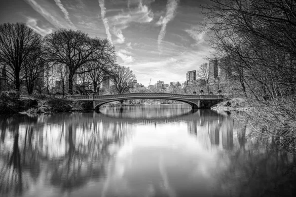 Bow Bridge, Central Park, Manhattan, New York in black and white