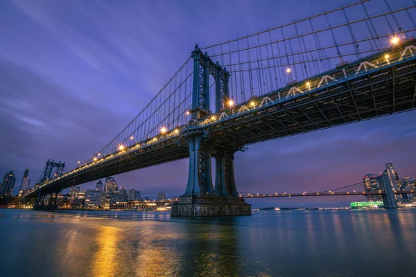 Soluppgång Vid Manhattan Bridge New York — Stockfoto