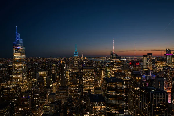 Uitzicht Vanaf Rockefella Center Manhattan New York Bij Sunset — Stockfoto