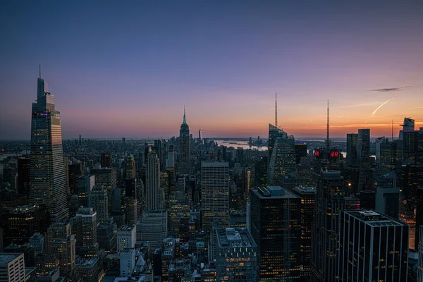 Utsikt Från Rockefella Center Manhattan New York Vid Solnedgången — Stockfoto