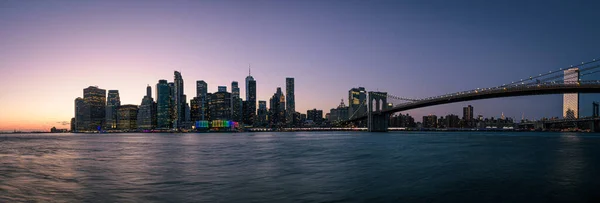 Panorama Över Manhattan Skyline Vid Solnedgången New York — Stockfoto