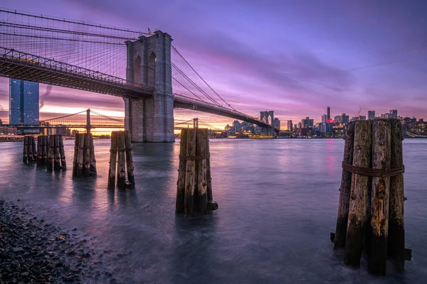 Brooklyn Bridge Vid Sunrise Manhattan New York — Stockfoto