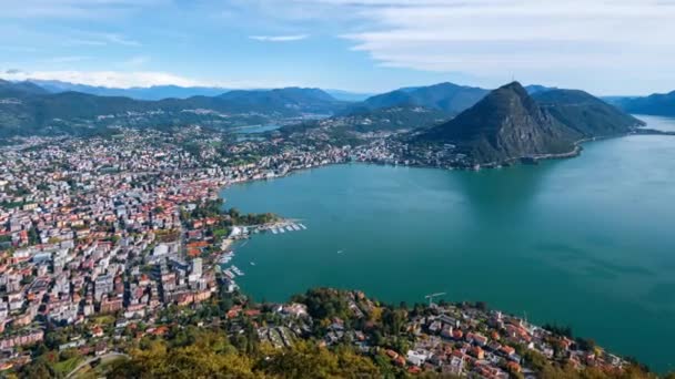 Blick Über Lugano Und Den Luganer See Schweiz Lugano Schweiz — Stockvideo
