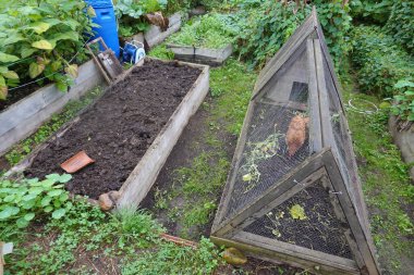 Bahçe bahçesinde büyümek için kaldırılmış tahta bir yatak nasıl hazırlanır? Yükseltilmiş şehir tarımında gezici tavuk kümesi. tavuk