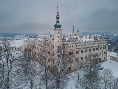 UNESCO simgesi Litomysl Rönesans Şatosu 'nun kış manzarası. Litomysl, Çek Cumhuriyeti